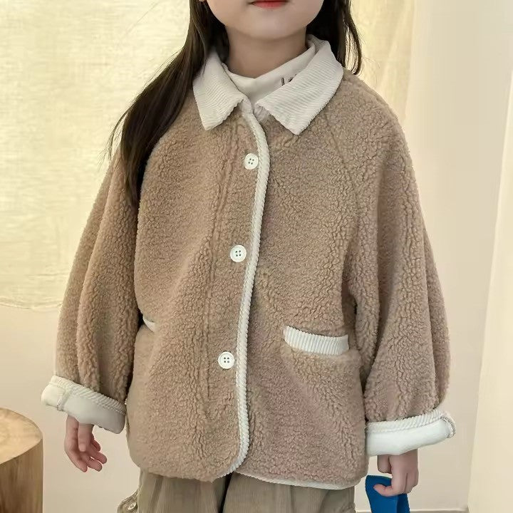 Bertie Button Up Sherpa Teddy Coat (Caramel)